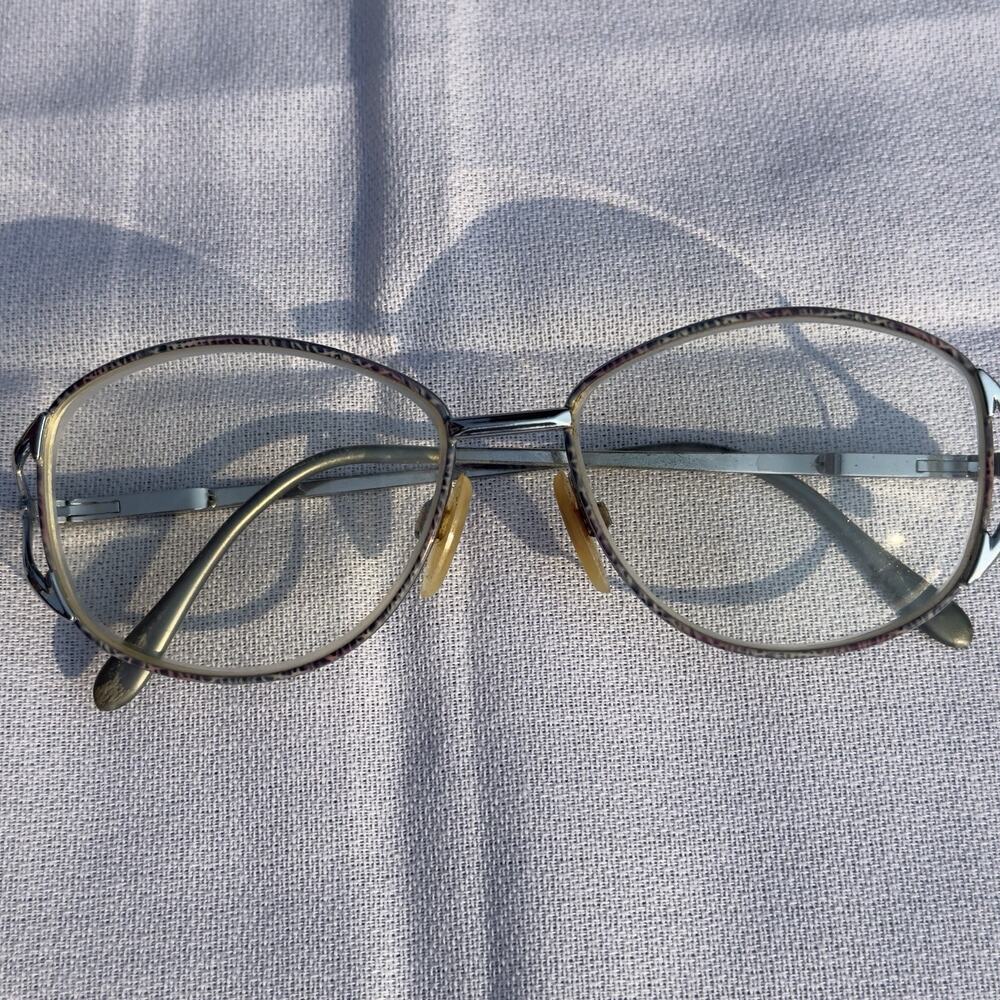 Vintage 1980's Oversized Pilot Eyeglasses Silver Blue Double Bridge Metal Frames